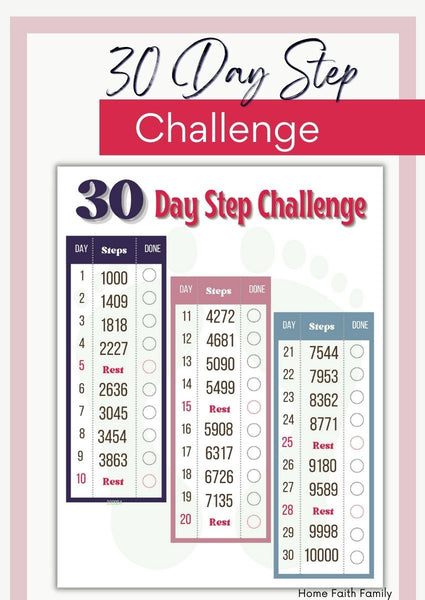 30 Day Step Challenge Worksheet