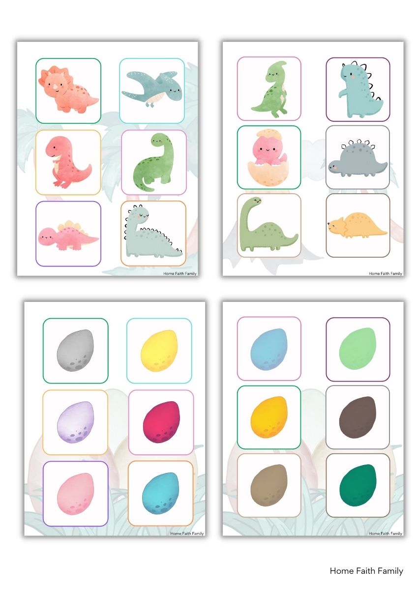 Dinosaur Color Matching Game – Home Faith Family , LLC for Free Printable Dinosaur Matching Game Printable