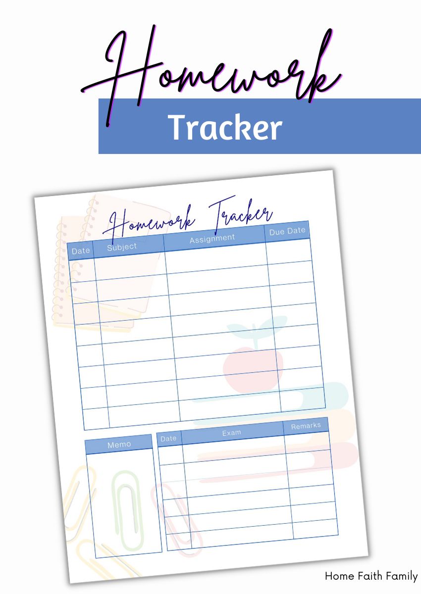 Homework Tracker Homework Tracker Printable Homework to Do 