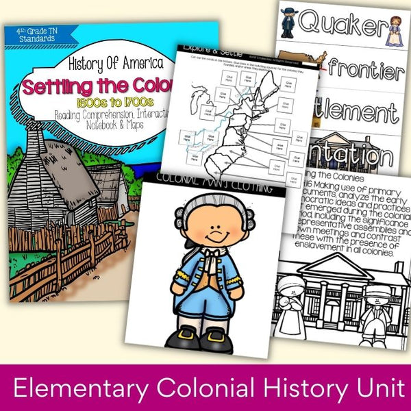 Discover America's Roots with Our Elementary Colonial History Unit – 120+ Pages of Fun and Learning!