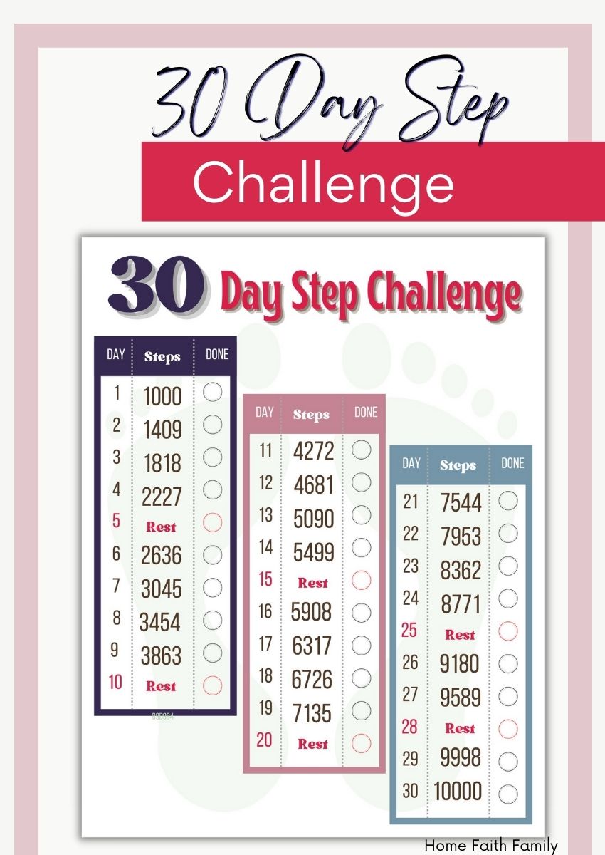 30 Day Step Challenge Worksheet – Home Faith Family , LLC