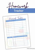 Homework Tracker Worksheet