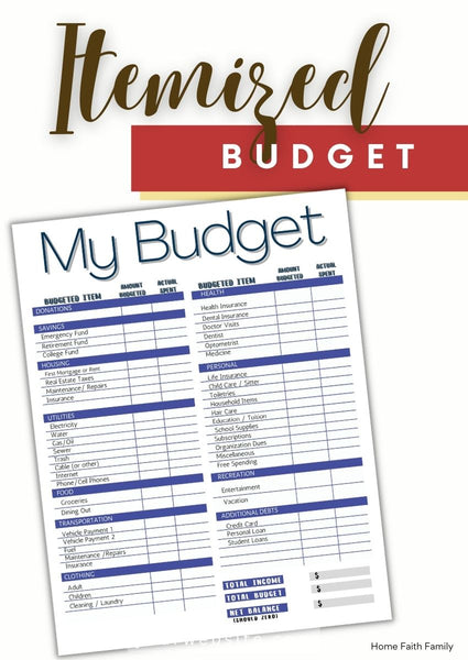 Itemized Personal Budget Sheet
