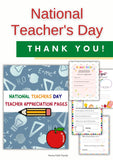 National Teacher's Day Appreciation Cards {7-Pages}