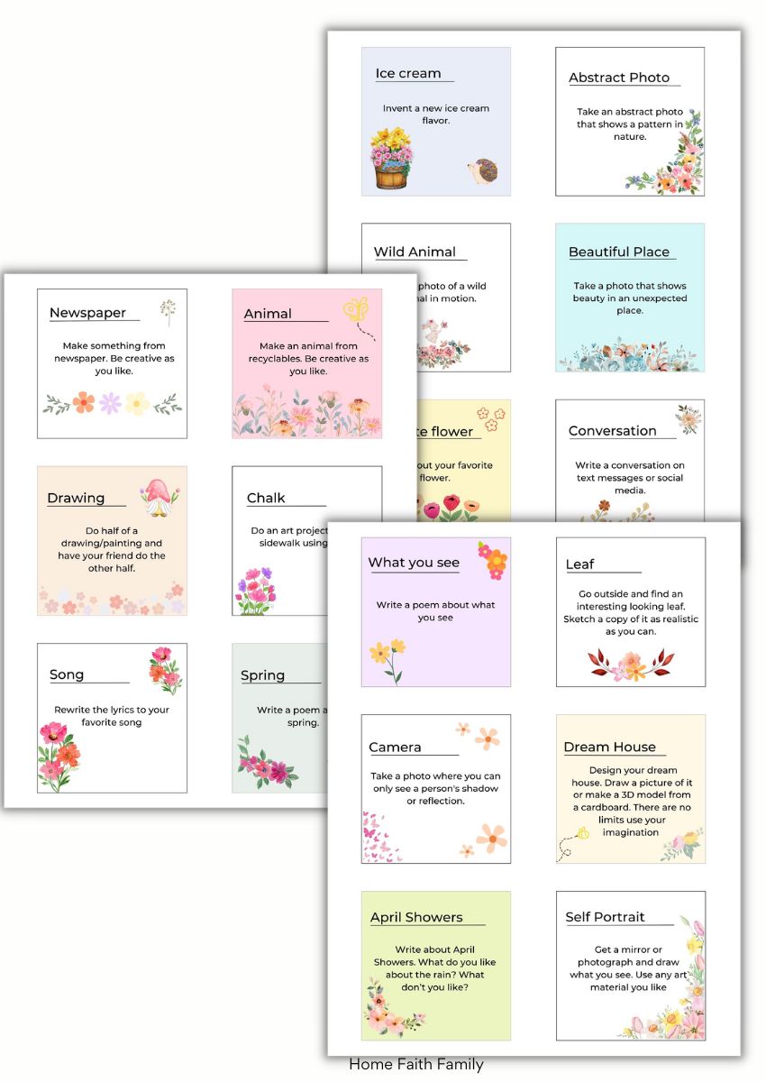 Spring Creativity Prompts {42-Prompts} – Home Faith Family , LLC