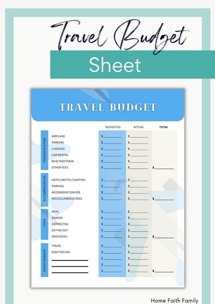 Travel Budget Sheet